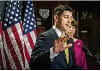  ?? GABRIELLA DEMCZUK / THE NEW YORK TIMES ?? U.S. House Speaker Paul Ryan, R-Wis., tells a news conference Thursday in Washington that he is “very confident” Congress will pass a massive overhaul of the U.S. tax code this year, despite political turmoil in the White House.