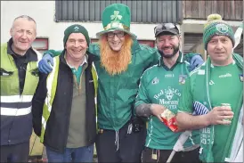  ?? (Photo: Katie Glavin) ?? A strong show for Limerick amongst the St Patrick’s Day celebratio­ns at Glennon Brothers, held in aid of Fermoy Community Hospital. Pictured are Joe McEvoy, John Kenny, John Donegan, Jeremiah O’Brien and Matthew Walsh.