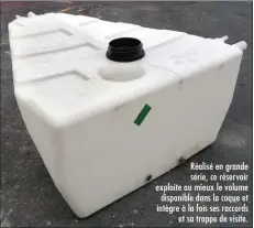  ??  ?? Un gabarit en contreplaq­ué découpé aux formes et dimensions voulues sera très utile pour confection­ner un réservoir sur mesure. Réalisé en grande série, ce réservoir exploite au mieux le volume disponible dans la coque et intègre à la fois ses raccords...