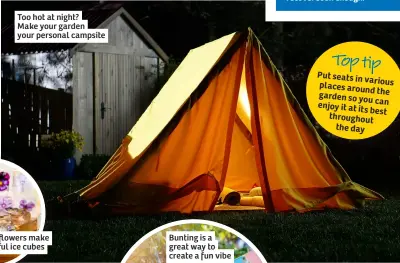  ?? ?? Too hot at night? Make your garden your personal campsite