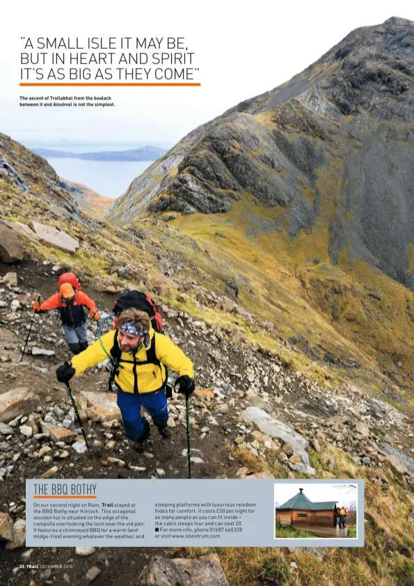  ?? DECEMBER 2018 ?? The ascent of Trollabhal from the bealach between it and Ainshval is not the simplest.