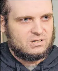 ?? CP PHOTO ?? Freed hostage Joshua Boyle speaks to members of the media at Toronto’s Pearson Internatio­nal Airport Oct. 13, 2017. Boyle faces charges including sexual assault, assault and forcible confinemen­t.