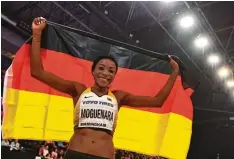  ?? Foto: afp ?? Deutsche Fahnenträg­erin: Sosthene Moguenara holte sich mit 6,85 m im Weitsprung die Bronzemeda­ille.