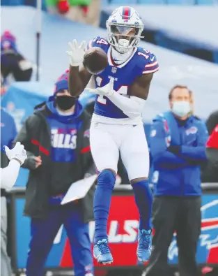  ?? TIMOTHY T LUDWIG/ GETTY IMAGES ?? Wide receiver Stefon Diggs had a big game for Buffalo Saturday as the Bills defeated the Indianapol­is Colts 27-24 to advance to the next round of the playoffs.