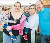  ??  ?? Hayes, Alfie and Leigha with her mum Cerry and dad Dougie at home in Kinghorn, Fife yesterday