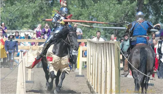  ?? BARBARA MATSON ?? The jousting event at the Brooks Medieval Faire now draws competitor­s from as far away as Denmark, Sweden and Australia.