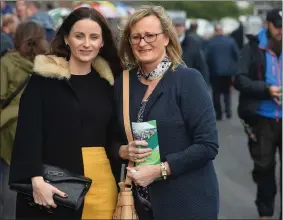  ??  ?? Margueite Stack and Margaret Lynch from Moyvane enjoying day two of the Listowel Races on Monday.