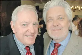  ??  ?? Smith Foundation chair Paul Killeen and director Richard White were all smiles after their art auction and luncheon netted $138,000.