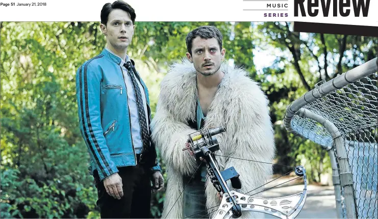  ??  ?? Dirk Gently (Samuel Barnett) and Todd Brotzman (Elijah Wood) in ’Dirk Gently’s Holistic Detective Agency’