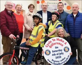  ?? Photo by Michelle Cooper Galvin ?? Cyclists from Killarney Paddy and Patricia O’Donoghe, Patricia Lynch, Maurice O’Donoghue and Denis Geaney, who will be cycling for St Francis Special School in the Ring of Kerry Charity Cycle 2020 pictured with Fiona Carroll SNA, Raushaw Addul Aziz, PJ Lawless and Principal Liam Twomey at St Francis Special School.