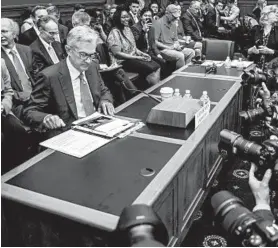  ?? ZACH GIBSON/GETTY ?? Federal Reserve Chair Jerome Powell testifies before the House Financial Services Committee.