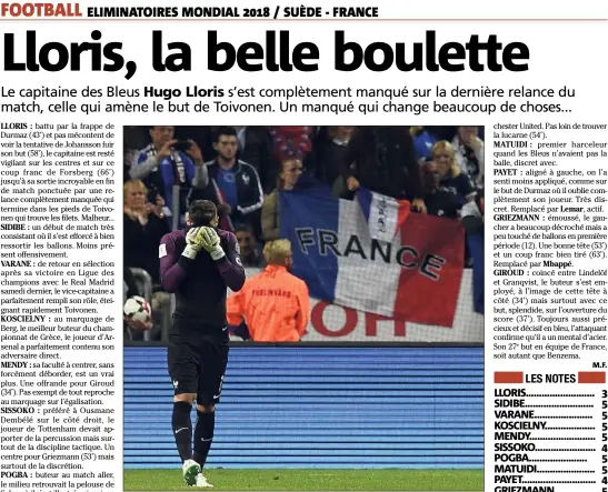  ?? (Photo AFP) ?? Hugo Lloris peut s’en vouloir...