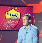  ??  ?? Annuncio Francesco Totti in onda su Roma Tv (Ansa)