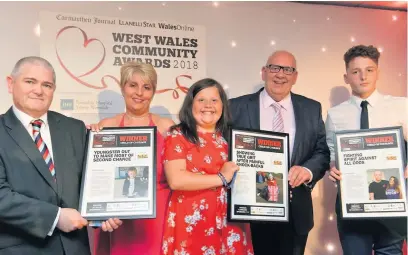  ?? Picture: Jonathan Myers ?? Cassie Charles, Curtis Thomson and Connor Heath were the Child of Courage winners at last year’s West Wales Community Awards.