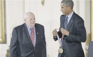  ??  ?? 2 Burton Richter is awarded the National Medal of Science by US President Barack Obama in 2014