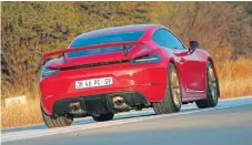  ??  ?? In noise and poise, the six-cylinder Porsche Cayman GT4 hits the right notes. Left: There’s nothing quite like hearing a flat-six revving at 8,000rpm, which is where the GT4 hits its redline.