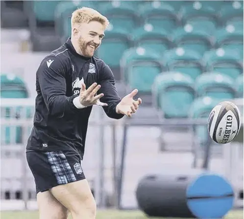  ??  ?? 0 Kyle Steyn is back in the groove for Glasgow after more than a year out and hopes to win a place on Scotland’s summer tour