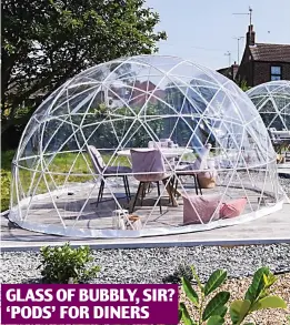  ??  ?? GLASS OF BUBBLY, SIR? ‘PODS’ FOR DINERS