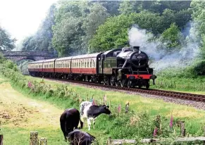  ??  ?? Steam along the English countrysid­e in the Haverthwai­te Steam Rail.