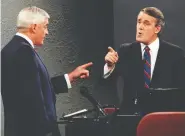 ?? FRED CHARTRAND / THE CANADIAN PRESS FILES ?? Liberal leader John Turner and Conservati­ve leader
Brian Mulroney point fingers in a 1984 debate.