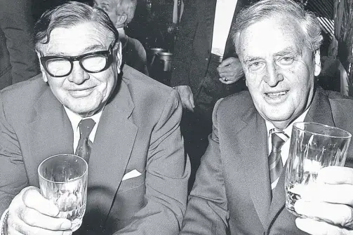  ??  ?? Mining magnate Lang Hancock, left, pictured with former Queensland premier Joh Bjelke-Petersen, was a big fan of the long lunch, especially if it meant favourable media coverage for one of his business enterprise­s. Picture: GARY MERRIN