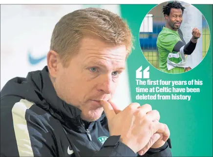  ??  ?? MY MAN: Neil Lennon says Efe Ambrose (inset) is an underrated player in Scotland.