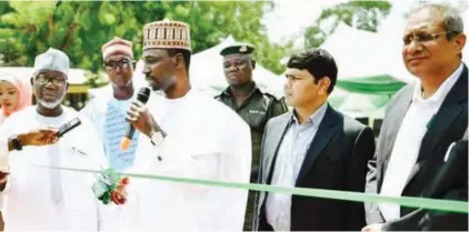  ?? PHOTO: Kaduna Electric ?? From left: Principal, Sardauna Memorial College (SMC), Babasidi Suleiman; Managing Director, Kaduna Electric, Garba Haruna; Chief Corporate Services Officer, Kaduna Electric, Uday Mishra; and Chief Operating Officer, Major Bhaskar, during the donation...