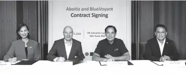  ??  ?? WORKING toward achieving an informatio­n security risk-aware culture, Aboitiz Equity Ventures, Inc. (AEV) has appointed Bluevoyant to be its managed security services provider. Signing the partnershi­p contract were (from left): Arleen V. Asuncion, Bluevoyant Philippine­s general manager; Gad Goldstein, Bluevoyant Internatio­nal president; Sabin M. Aboitiz, AEV chief operating officer; and Jojo S. Guingao, AEV chief digital officer.