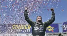  ?? Associated Press ?? Tony Stewart celebrates after winning the Nascar Sprint Cup Series race last Sunday in Sonoma, Calif.