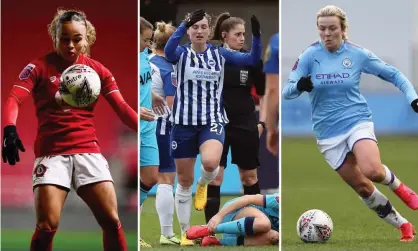  ??  ?? Ebony Salmon of Bristol City; Lea Le Garrec of Brighton & Hove Albion; Lauren Hemp of Manchester City. Composite: Getty/Shuttersto­ck