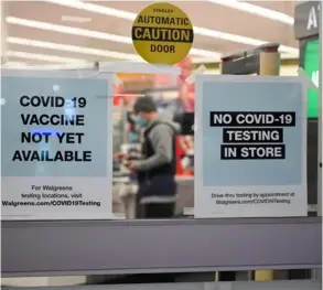  ?? AFP ?? Una farmacia en Estados Unidos anunciaba, el pasado 23 de noviembre, que aún no ofrece ninguna vacuna contra la covid-19.