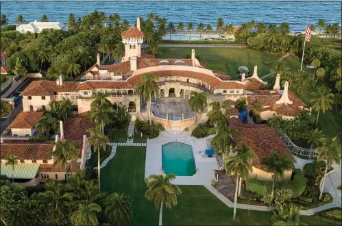  ?? (File Photo/ap/steve Helber) ?? This is an aerial view of former President Donald Trump’s Mar-a-lago estate on Aug. 10 in Palm Beach, Fla. Stories circulatin­g online incorrectl­y claim a federal court order in the legal dispute over government documents held by Trump shows President Joe Biden ordered the FBI search at Trump’s Florida home.