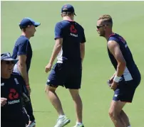  ?? AFP ?? Joe Root (second left) and Stuart Broad (right) during a training session in Perth on Wednesday. —