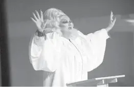  ?? JAKES GILES NETTER/HBO ?? Indiana pastor Craig Duke performs in drag during an episode of the HBO show “We’re Here.” Duke wanted to show support for his daughter, who is pansexual.