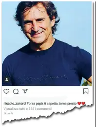  ??  ?? Il post di Niccolò Zanardi con la foto del padre