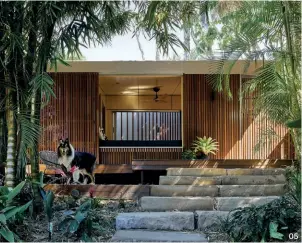  ??  ?? 05 The deck and sandstone landscapin­g of the Garden Bunkie extends the living spaces, offering a flexible platform for outdoor gathering.
06 Simple but elegant interiors frame views of the surroundin­g tropical garden.
07 Layers of screens provide for varying degrees of privacy, while opening the Garden Bunkie to the temperate Brisbane climate.
05