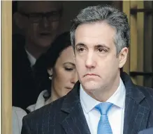  ??  ?? Michael Cohen leaves federal court after his sentencing in New York on Wednesday.