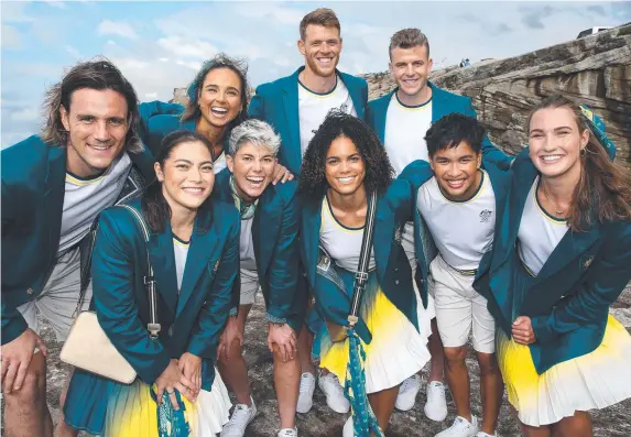  ?? ?? Aussie Olympic team members at the Australian 2024 Paris Olympic Games official uniform launch at Clovelly Beach in Sydney. Wednesday marked 100 days until the opening ceremony of the Paris Olympics. Picture: NCA Newswire/Gaye Gerard