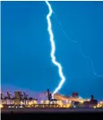  ??  ?? Lightning flashes over the Humber estuary near Hull on Friday evening