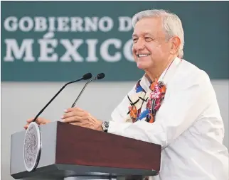  ?? EFE ?? Gobierno. López Obrador durante un acto protocolar­io en el municipio de Tejupilco, el pasado fin de semana.