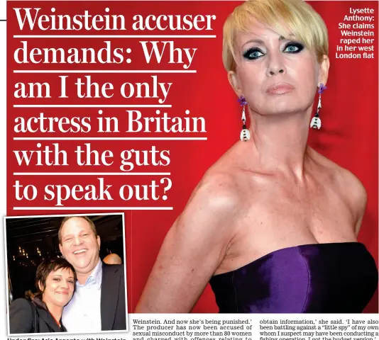  ??  ?? Lysette Anthony: She claims Weinstein raped her in her west London flat