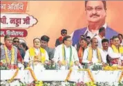  ?? HT ?? BJP national president JP Nadda at the election rally in Pithoragar­h, where BJP’s Ajay Tamta is contesting from Almora Pithoragar­h Lok Sabha seat.