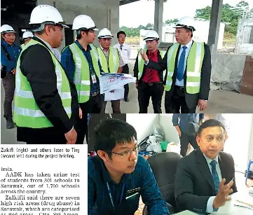  ??  ?? Zulkifli (right) and others listen to Ting (second left) during the project briefing. Zulkifli (right) fields questions from the media.