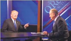  ?? Bebeto Matthews / Associated Press 2015 ?? Donald Trump made a point during 2015 interview with Bill O’Reilly.