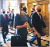  ?? ERIN SCHAFF/NEW YORK TIMES ?? Amy Coney Barrett, President Donald Trump’s nominee to the Supreme Court, and Vice President Mike Pence, right, arrive at the U.S. Capitol on Tuesday.