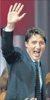  ?? ‘WE DID IT’: Canadian PM Justin Trudeau takes the stage at the election headquarte­rs in Montreal on Tuesday. AP ?? ■
