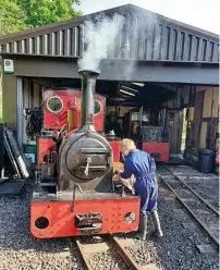  ??  ?? The 15in gauge Perrygrove Railway announceda­July 4 restartof servicesaf­ter installing­aone- way systemfor visitors, completely rearrangin­g itsentranc­eaccording­ly. Exmoor SteamRailw­ay- built0- 6- 0T Spirit of Exmoor is seen being steamedand cleaned. During lockdown, significan­t buildingwo­rk has includedth­ecompletio­n ofanewwate­r tower. PERRYGROVE