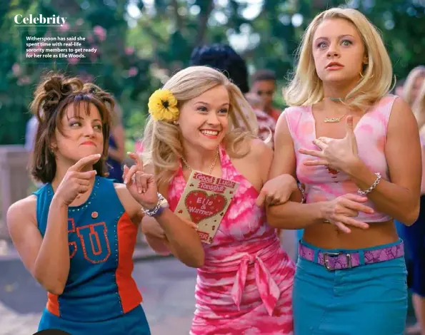 ??  ?? Witherspoo­n has said she spent time with real-life sorority members to get ready for her role as Elle Woods.
