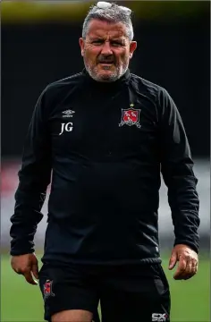  ??  ?? First team coach John Gill during a Dundalk training session at Oriel Park.