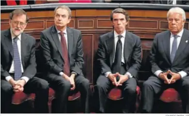  ?? EDUARDO PARRA / EP ?? Los ex presidente­s del Gobierno Mariano Rajoy, José Luis Rodríguez Zapatero, José María Aznar y Felipe González.